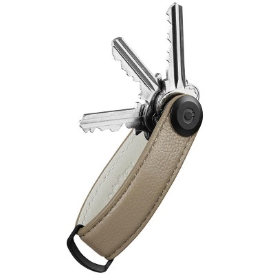 Orbitkey Nyckelring Pebbled Leather Ecru - Grey
