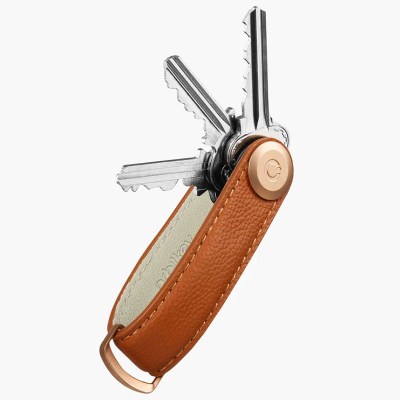 Orbitkey Pebbled Leather Amber Nyckelring