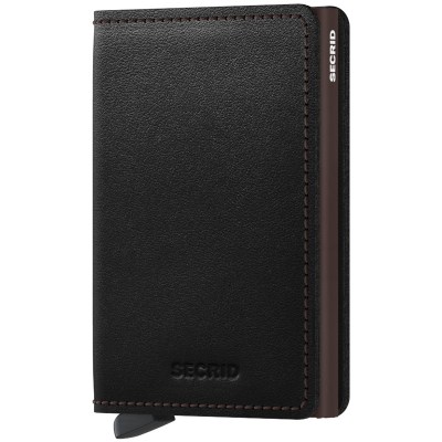 Secrid Slimwallet Black with Brown Stitching and Cardprotector